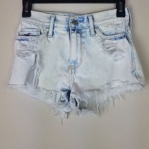 Hollister Acid Wash Distressed High Waisted Shorts
